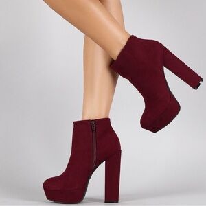 Bamboo Women’s Burgundy Red Bootie Heels - Size 7.5 - Fall Color